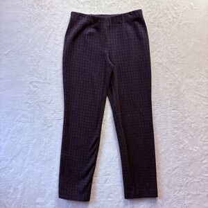 J Jill Pants Women Sz XS Petite Gray Plaid Ponte Slim Leg Pull On Dark Acadamia